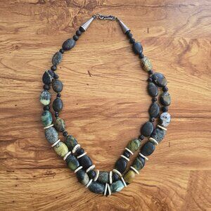 Ethnic Gemstone Necklace 18" Double Strand